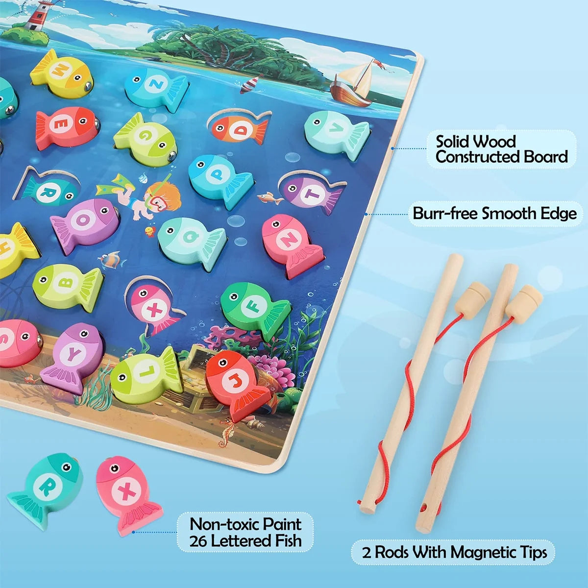 Magnetic Wooden Fishing Game Toy with Letters S1770