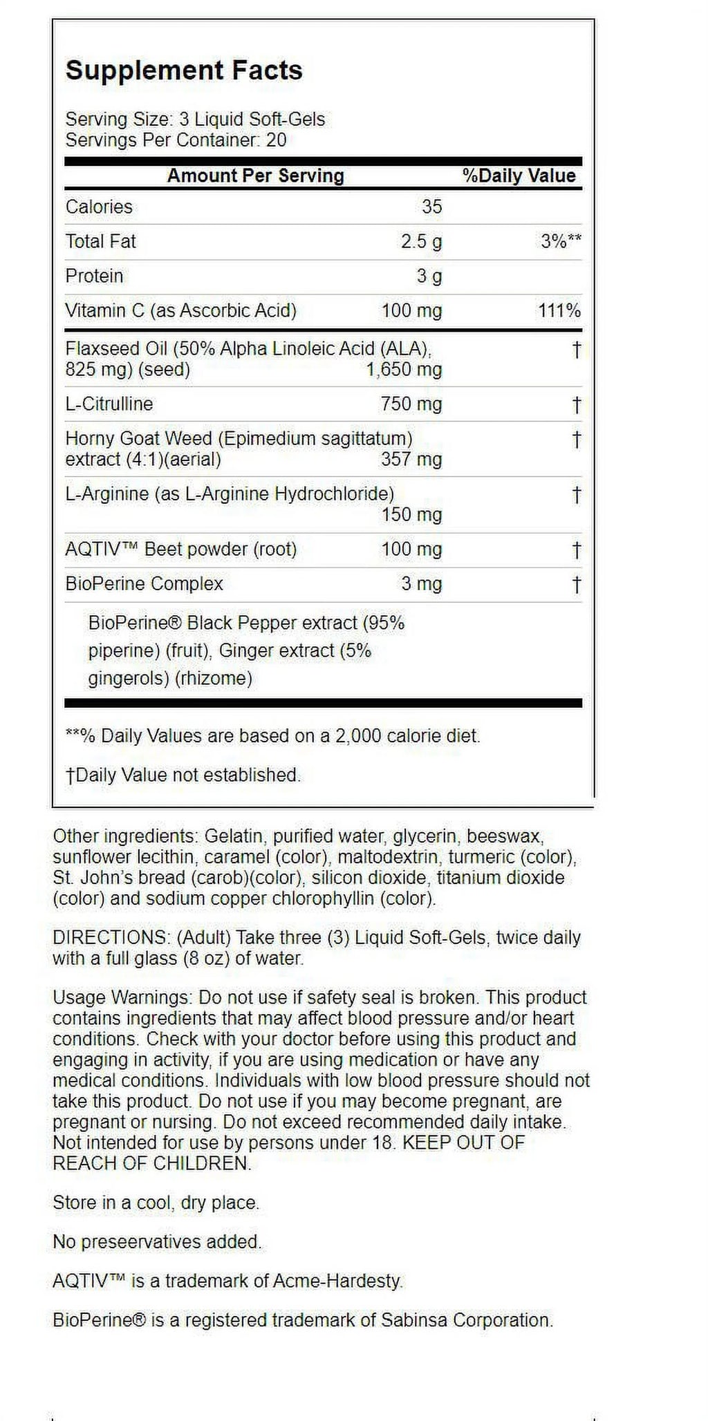 Horny Goat Weed with Nitric Oxide Booster 60 Sgels B654