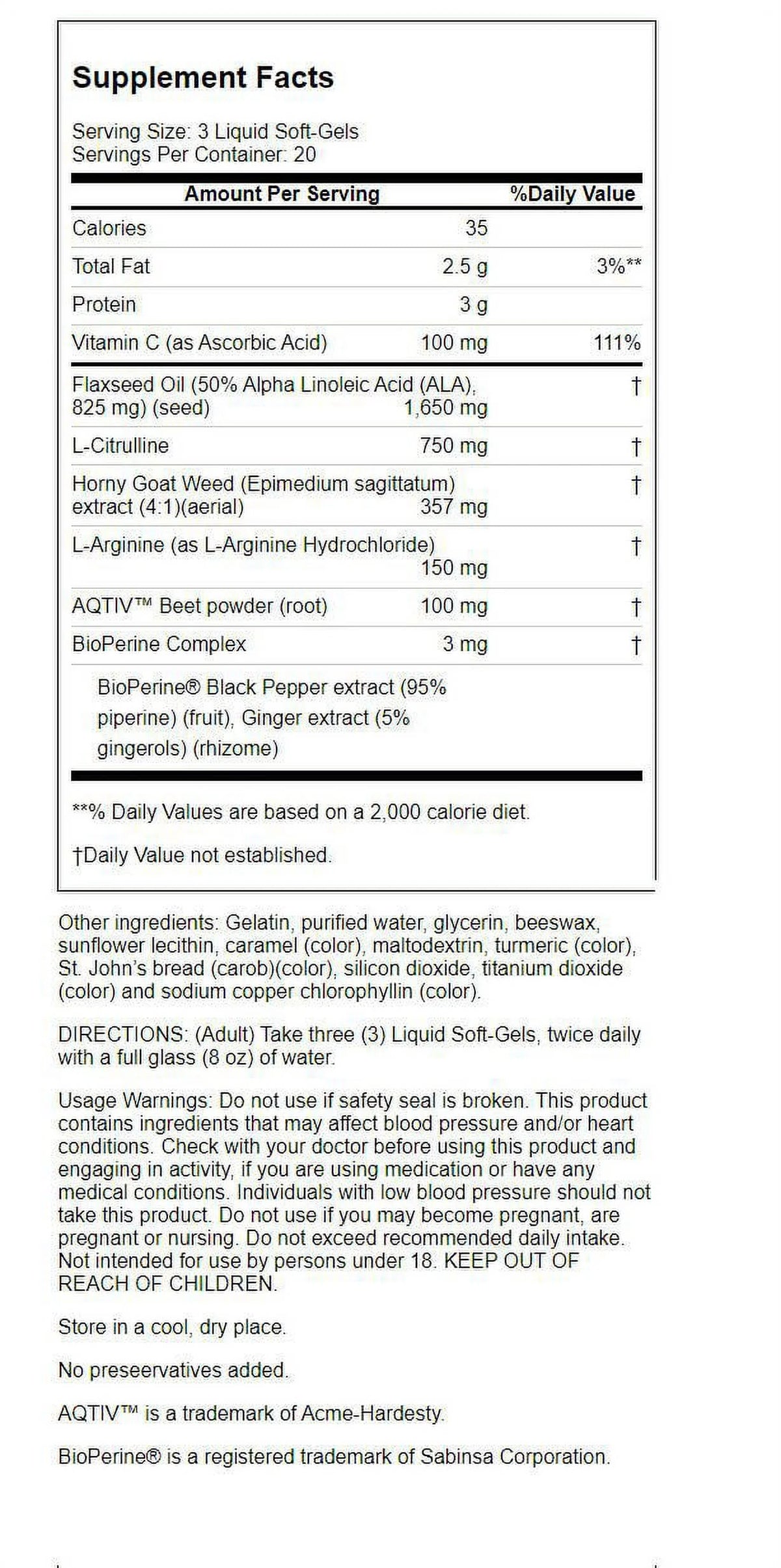 Horny Goat Weed with Nitric Oxide Booster 60 Sgels B654
