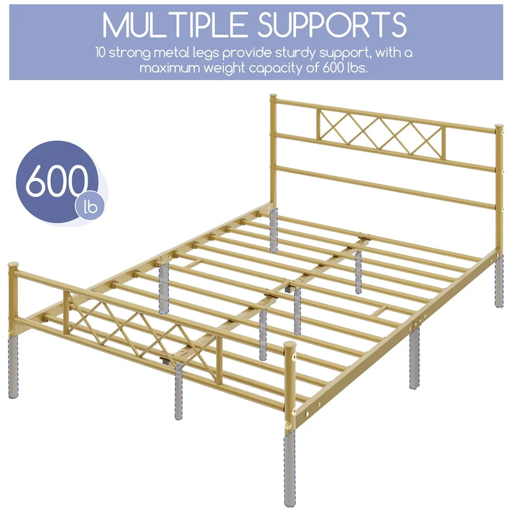 White Twin Metal Bed Frame with Headboard & Footboard O66954