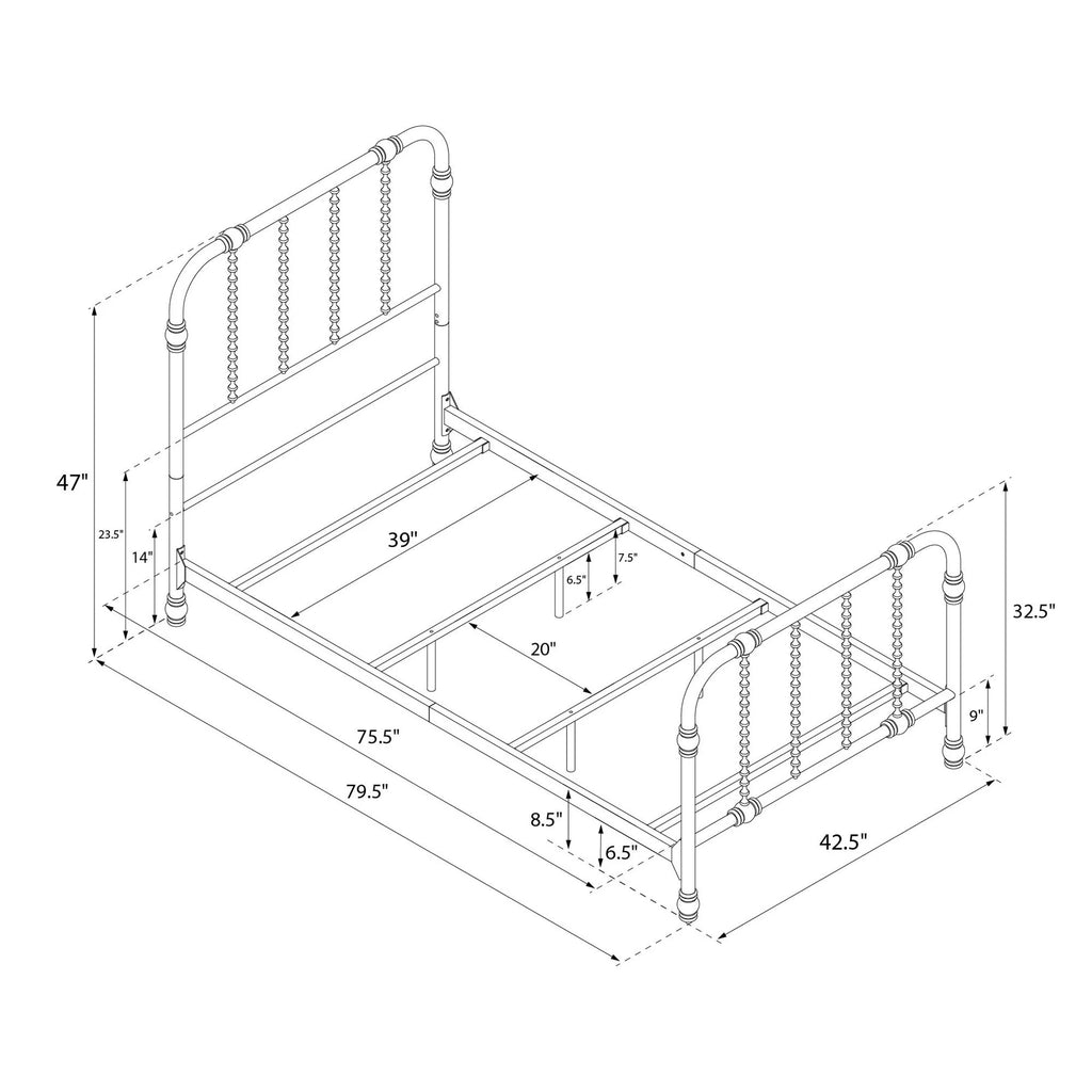 White Twin Metal Bed Frame with Headboard Z9982