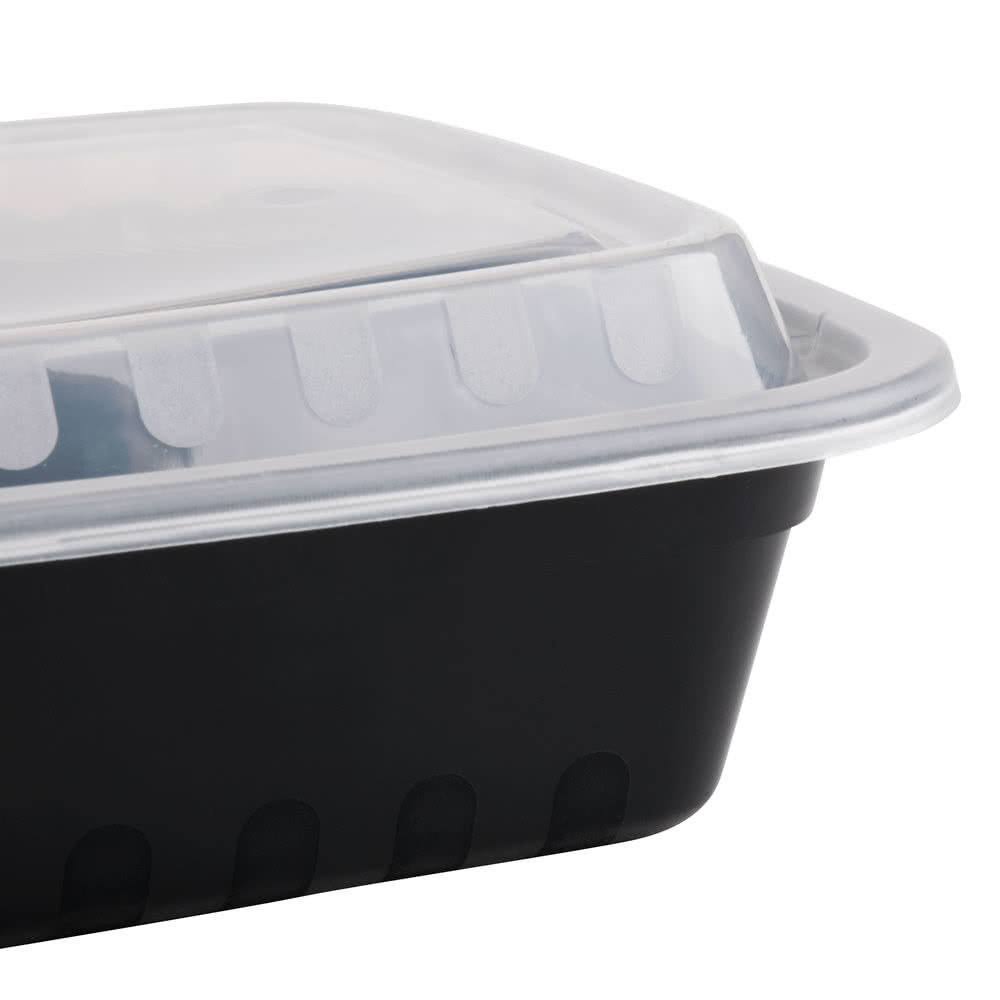 24 oz Black Microwavable Food Container with Lid F842871
