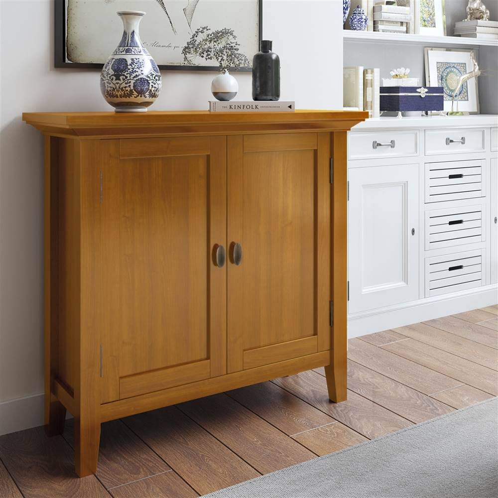 Solid Wood Low Storage Cabinet in Light Golden Brown L572