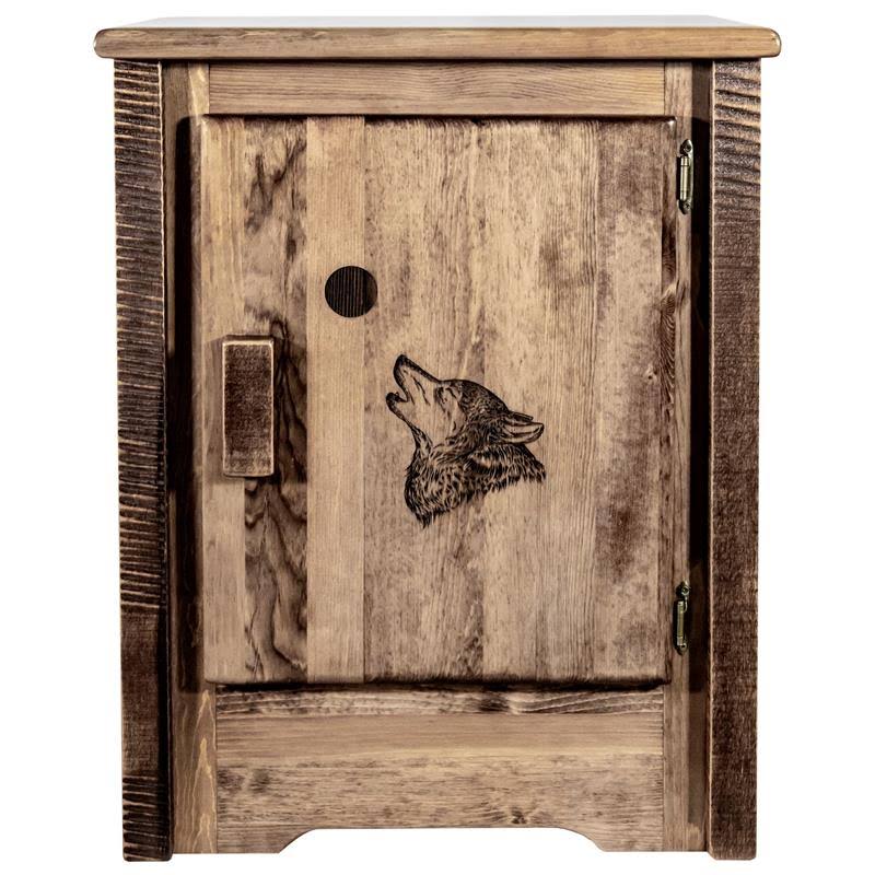 Accent Cabinet with Laser Engraved Wolf Design L98873