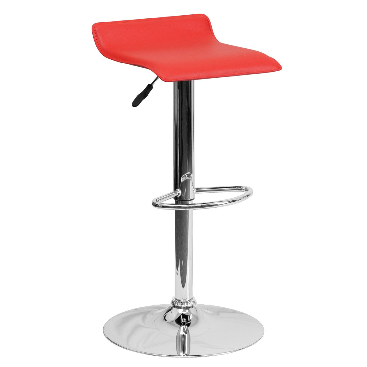 Red Vinyl Height Adjustable Barstool with Chrome Base U232165