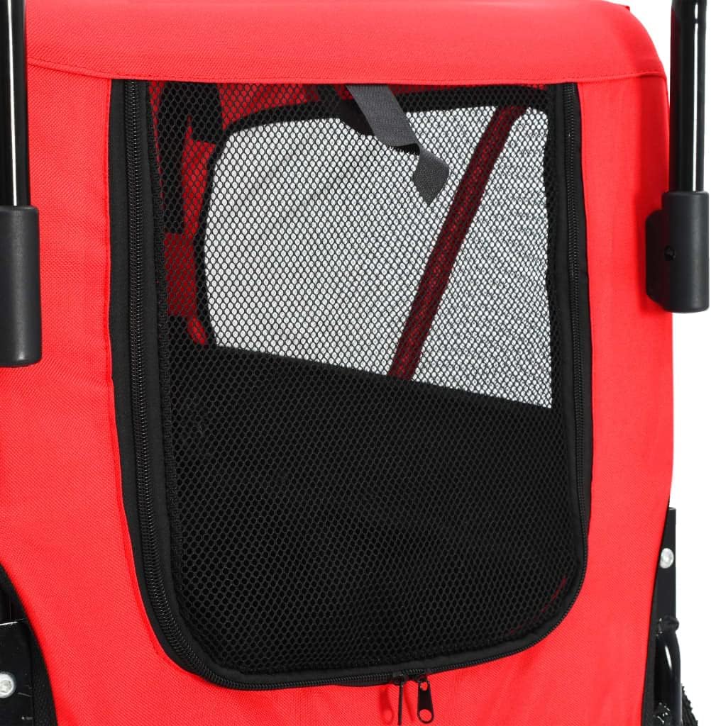 Red and Black Folding Dog Bike Trailer and Jogging Stroller T955637