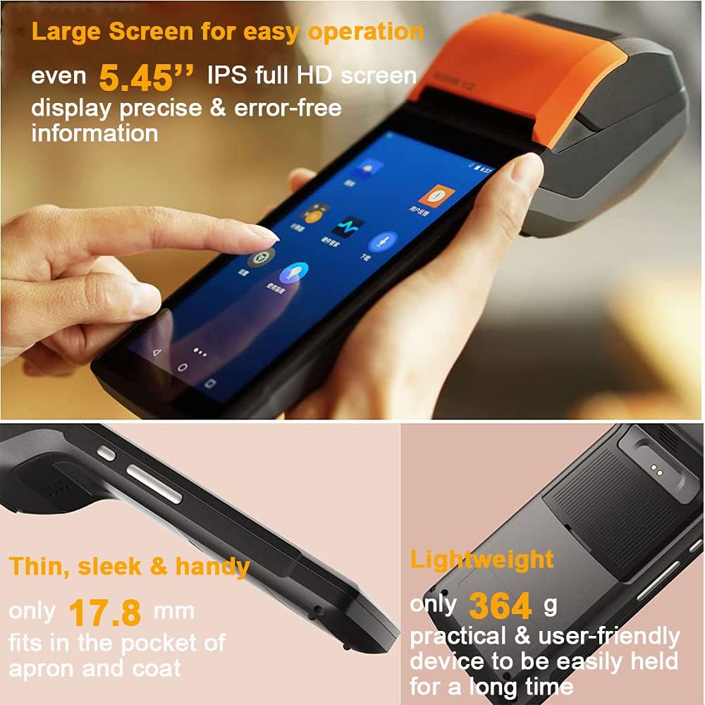 Orange Black Handheld PDA Printer with Receipt Printer, Camera and Barcode Scanner J3725