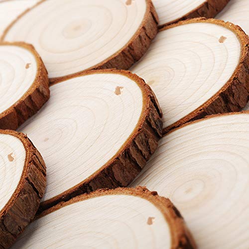 30 Pcs 2.4-2.8 Inches Natural Wood Slices C607713