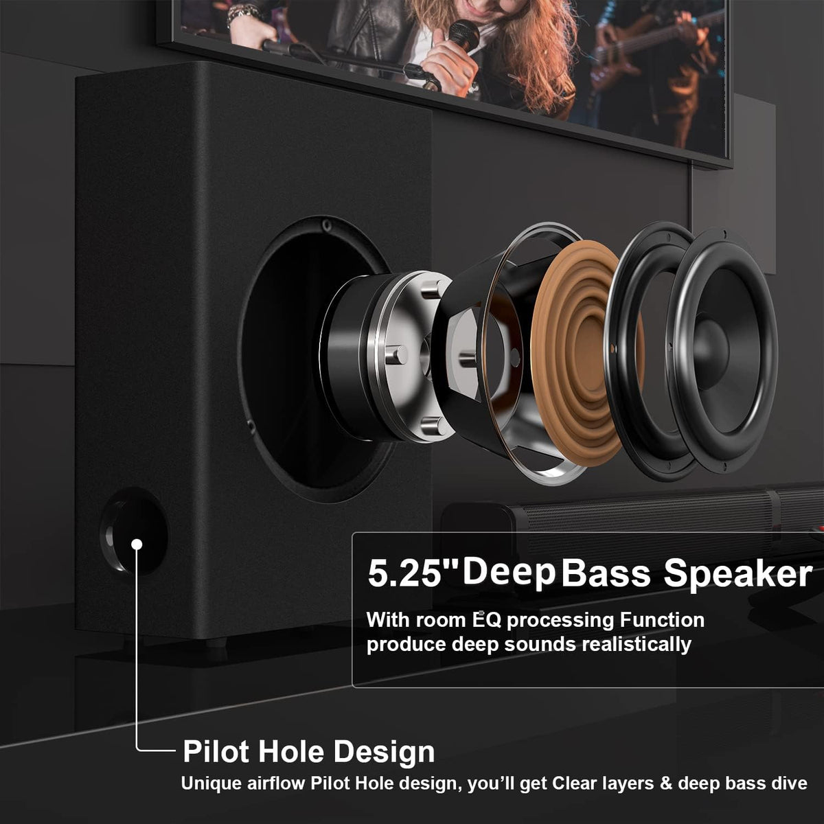 Sound Bars for TV with Subwoofer, 2.1 Channel N49539