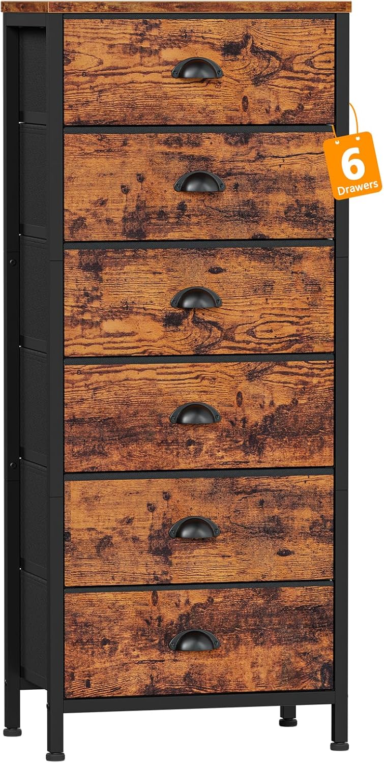 Vertical End Table and Nightstand with 9 Large Drawers, Metal Frame I628144