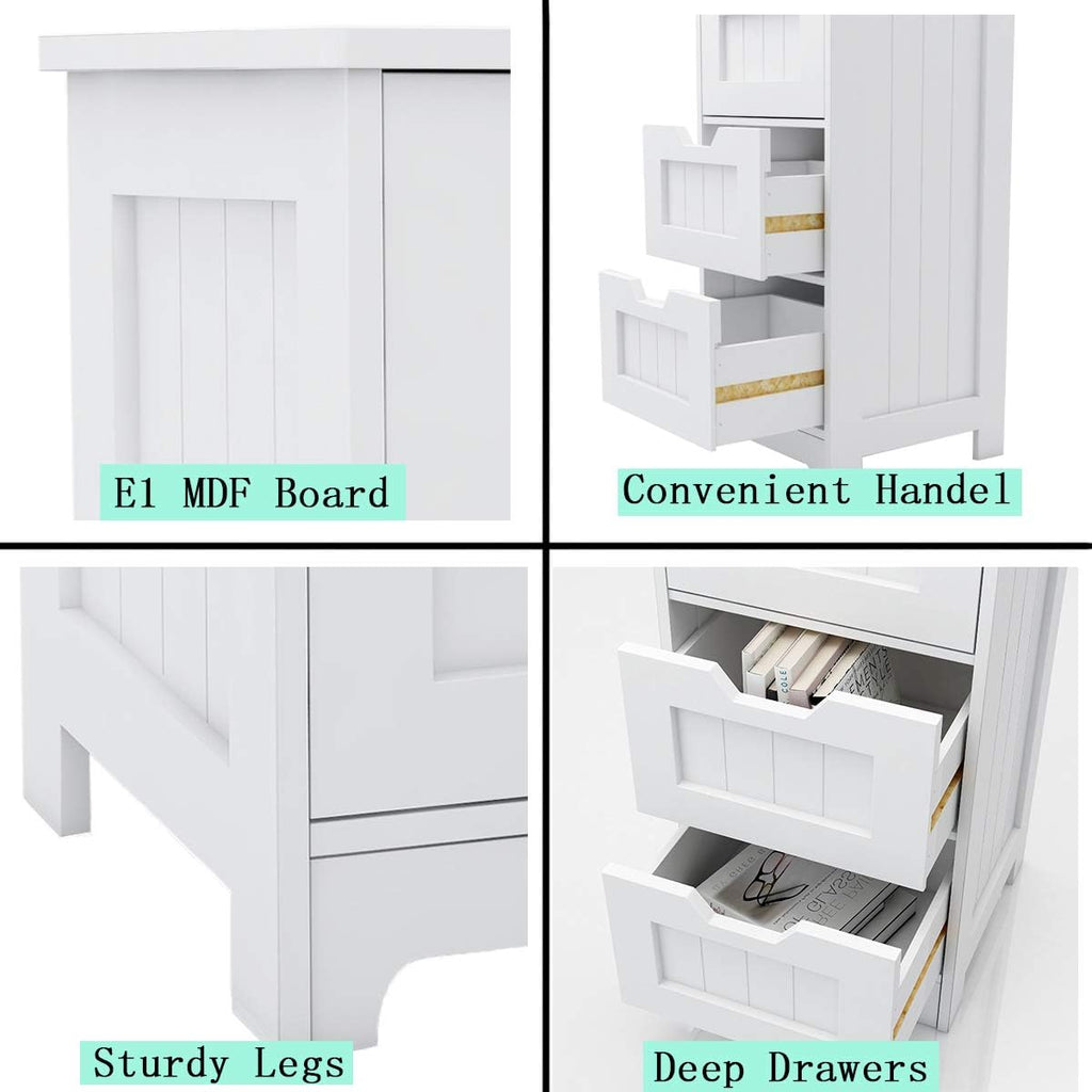 White Freestanding Storage Cabinet with 4 Drawers F3323