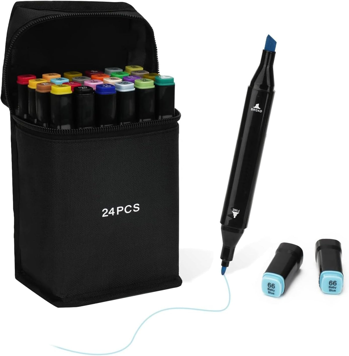 24 Colors Alcohol-based Art Marker Set with Dual Tips M306993