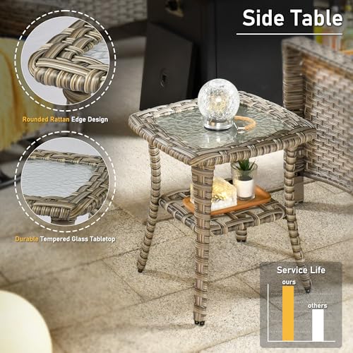 6 Piece Outdoor Wicker Patio Furniture Set with Fire Pit Table (Red) U981014