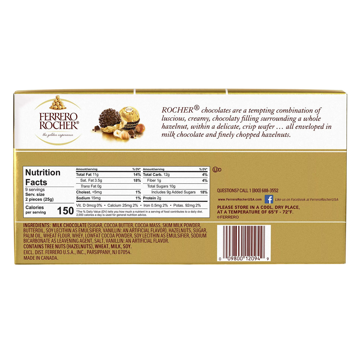 18 Count 7.9 oz Hazelnut Milk Chocolate Gift Box D407236