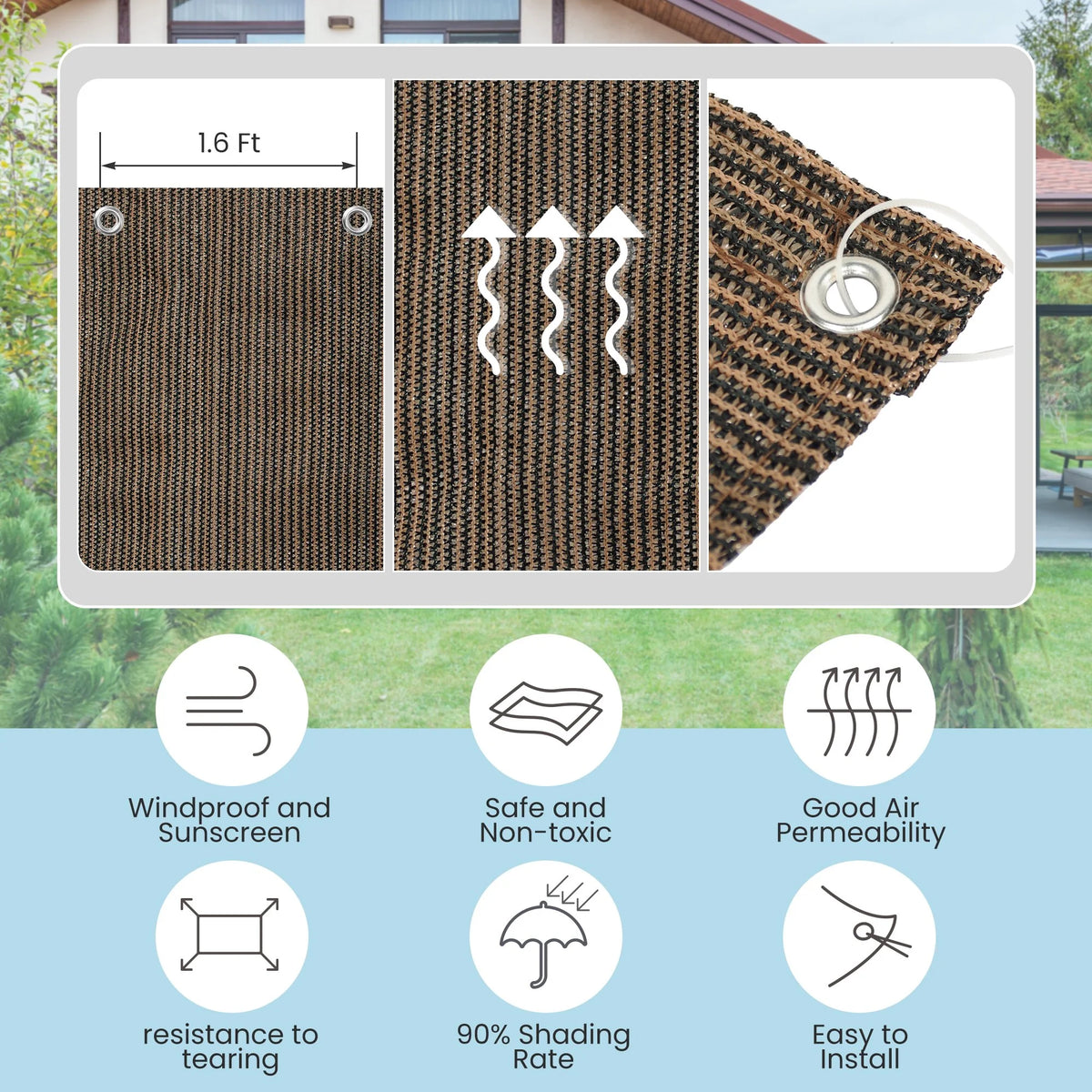 6 x 10 ft UV Resistant Shade Cloth Tarp F225353