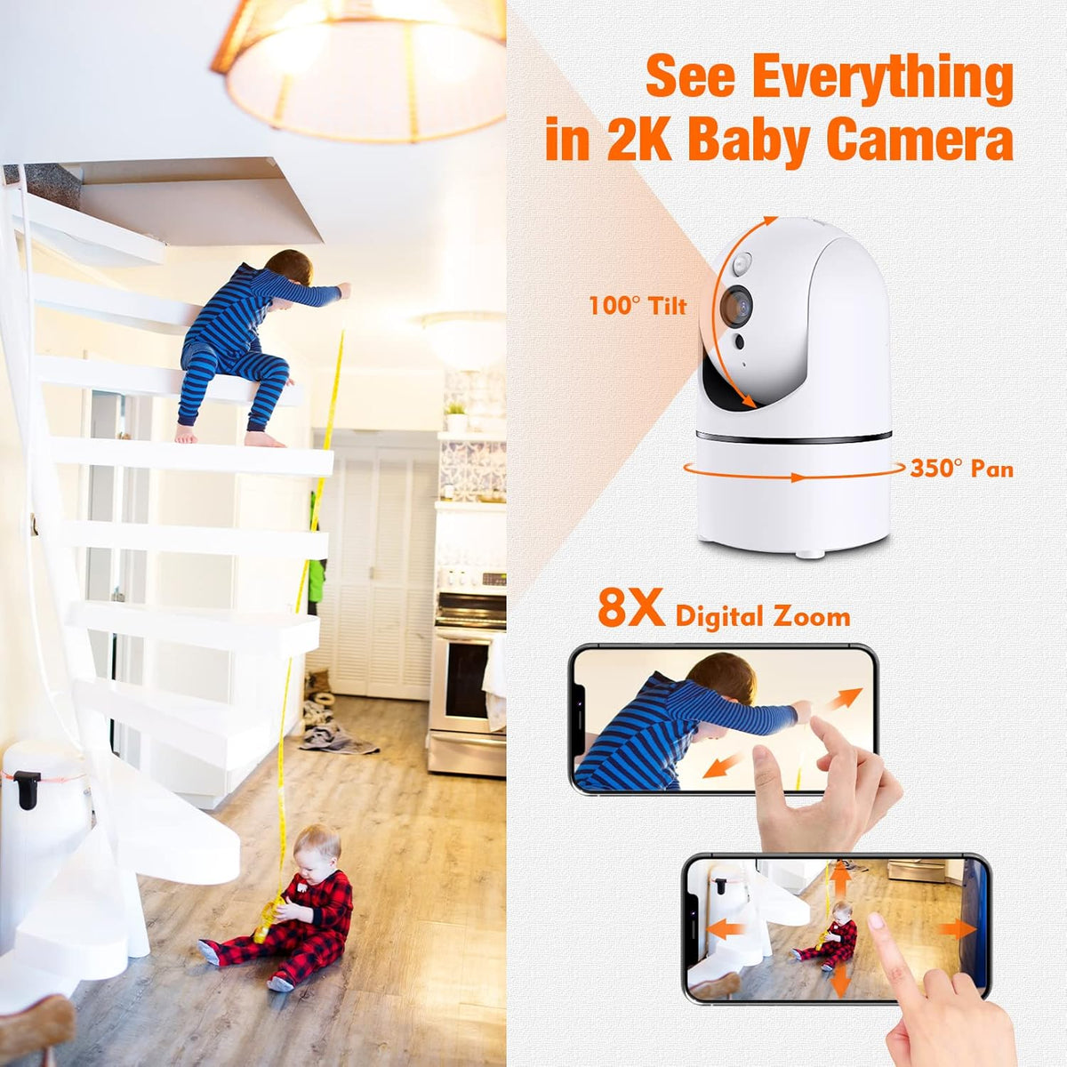2K Security Camera with Night Vision, 2-Way Audio, Pack of 2 O882867