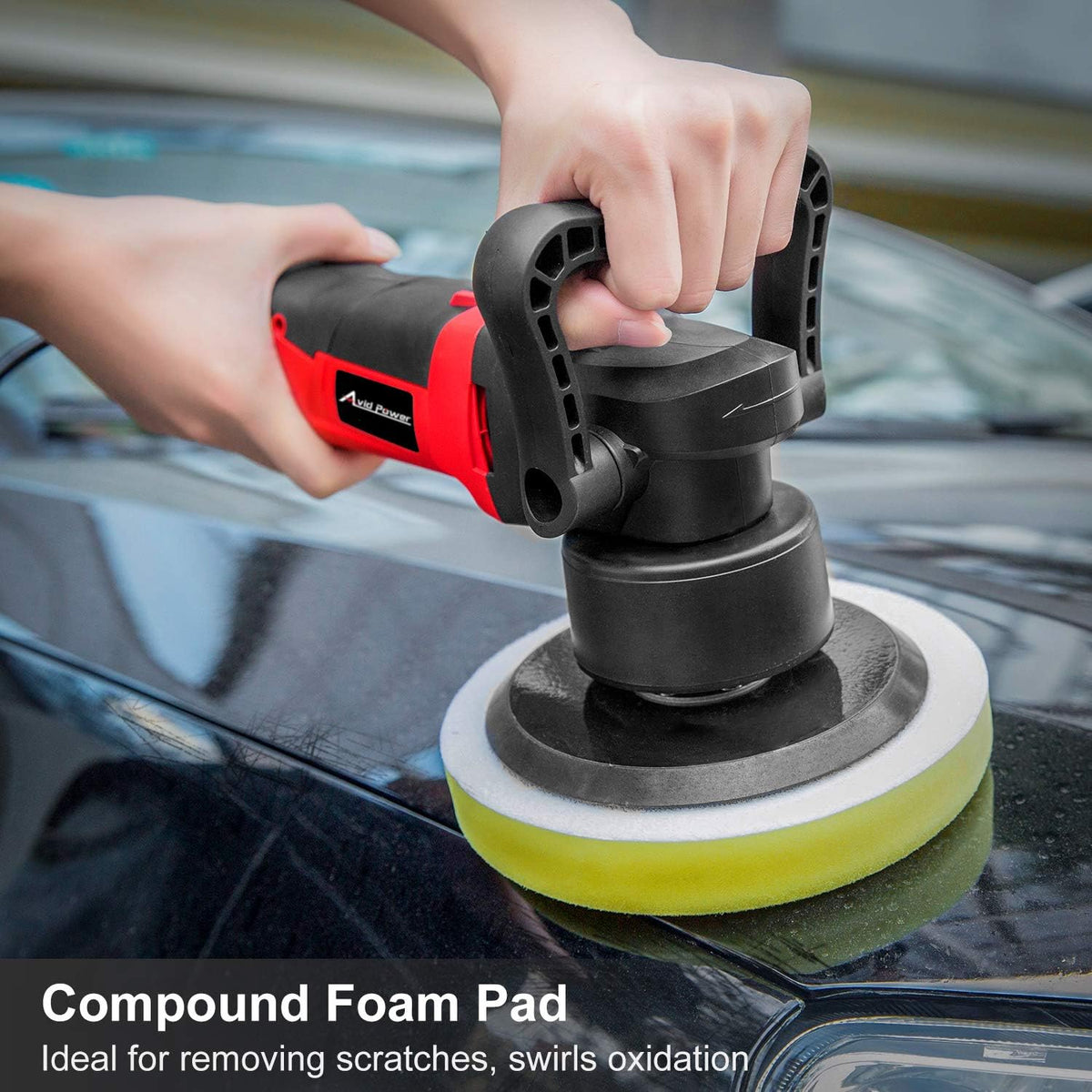 6-inch Dual Action Random Orbital Car Buffer Polisher with Variable Speed, 3 Foam Pads R828275