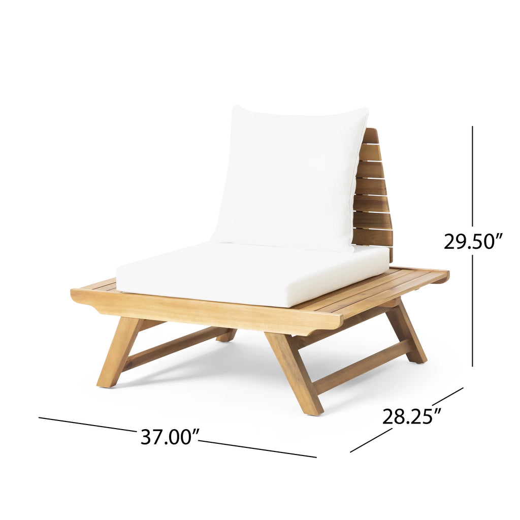 White Outdoor Wood Club Chair with Cushion Set of 2 P8033