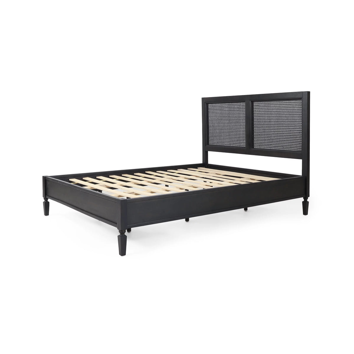 Acacia Wood and Rattan Queen Bed L424