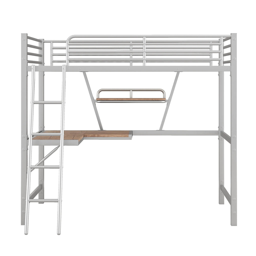 Metal Loft Bed with Desk and Shelf W251