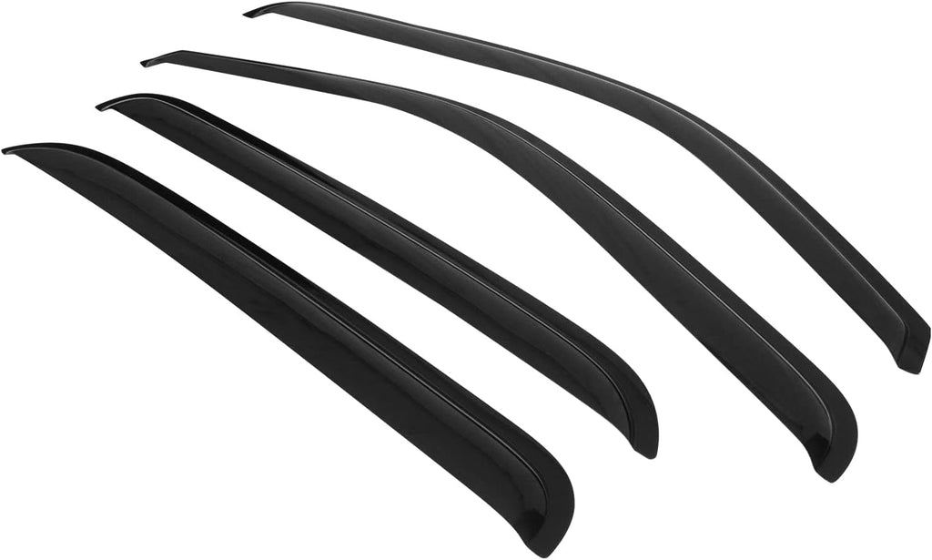 Window Visor Compatible With 2001-2006 Chevy Silverado GMC Sierra Crew Cab, Slim Style Acrylic Smoke Tinted 4PCS Sun Rain Shade Guard Wind Vent Air Deflector by IKON MOTORSPORTS, 2002 2003 2004 2005 Pack of 2 K20389