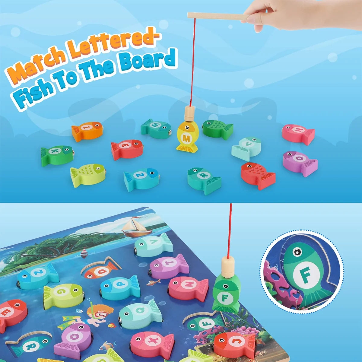 Magnetic Wooden Fishing Game Toy with Letters S1770