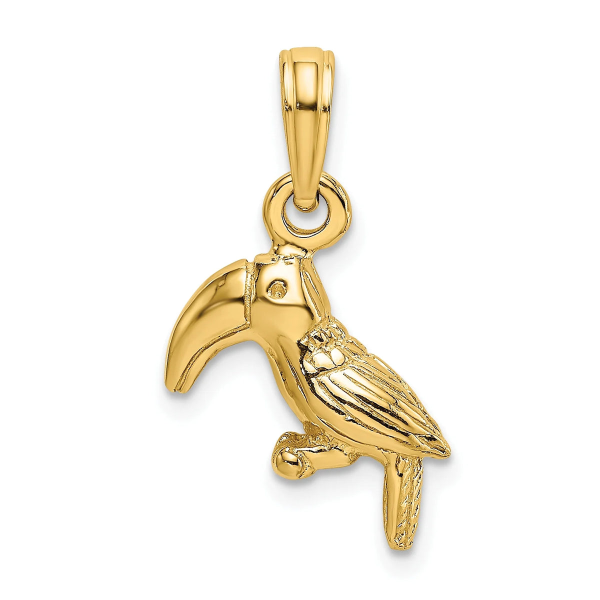10K Yellow Gold Toucan Bird Pendant Charm with Rope Chain Necklace 16'' L2701