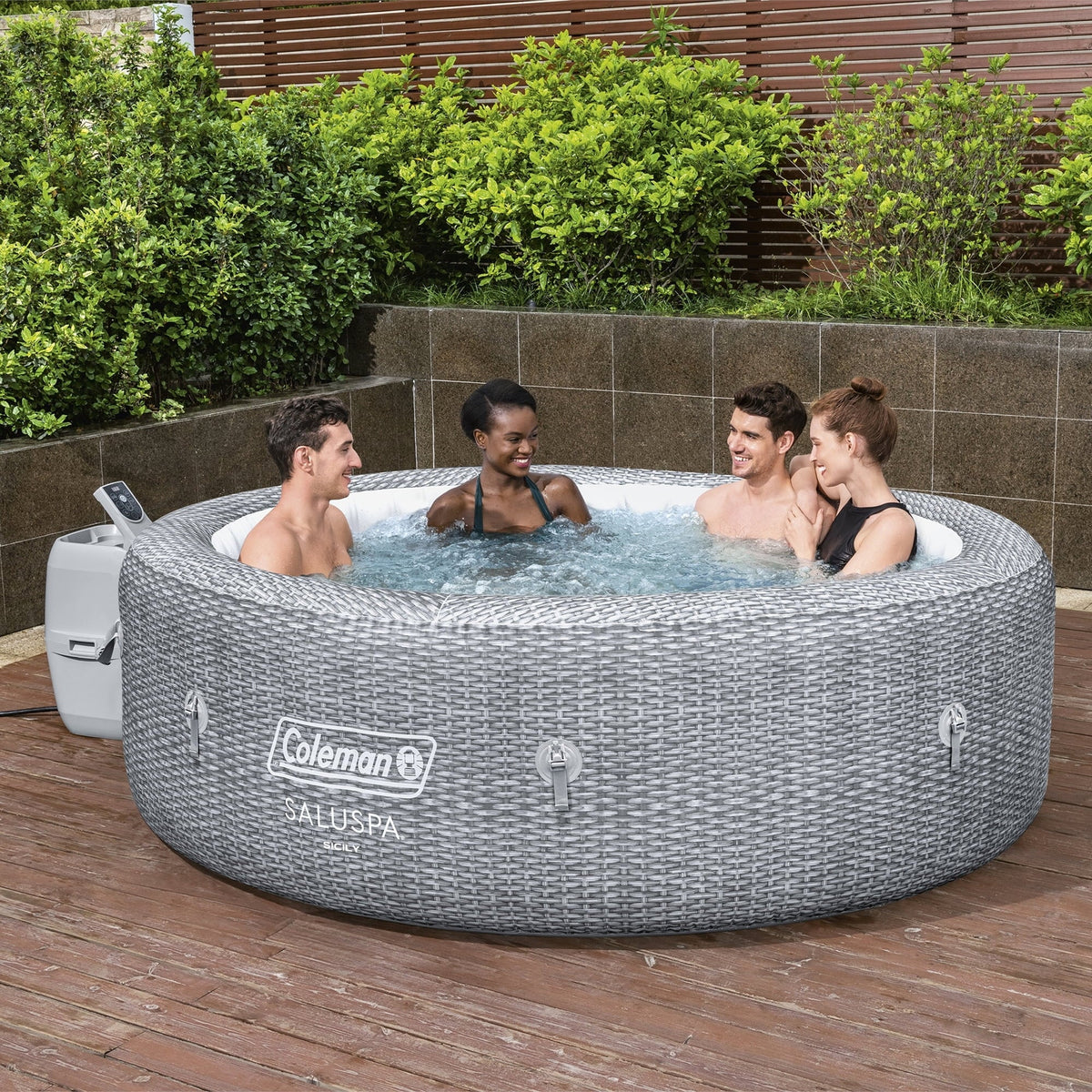 Inflatable Round Hot Tub with 60 Jets, Black O956931