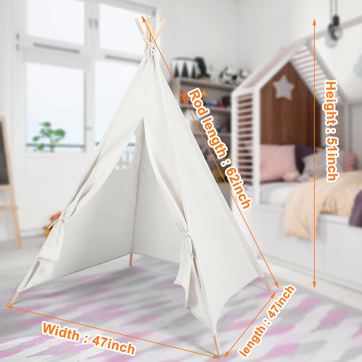 Canvas Teepee Tent for Kids H367426