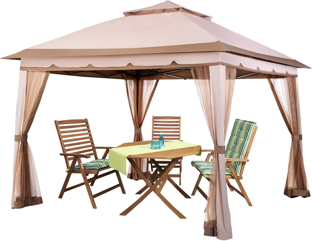 11x11 Grey Outdoor Pop up Gazebo with Mosquito Netting U650