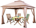 11x11 Grey Outdoor Pop up Gazebo with Mosquito Netting U650