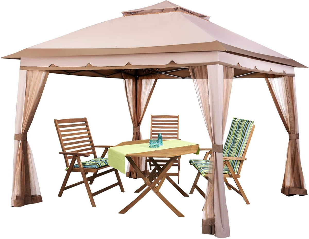 11x11 Grey Outdoor Pop up Gazebo with Mosquito Netting U650