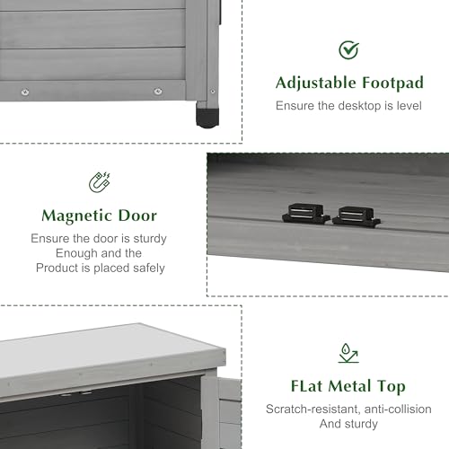Outdoor Storage Cabinet & Potting Bench Table with Metal Top F408566