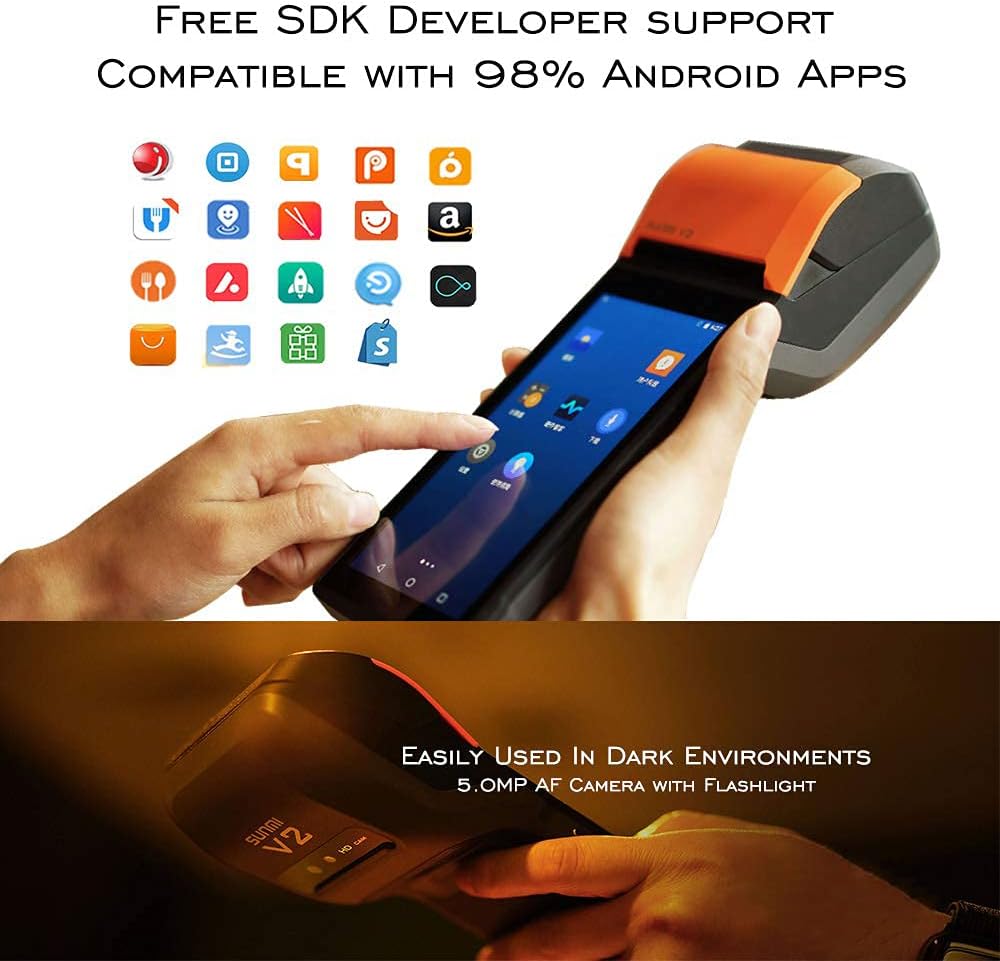 Orange Black Handheld PDA Printer with Receipt Printer, Camera and Barcode Scanner J3725