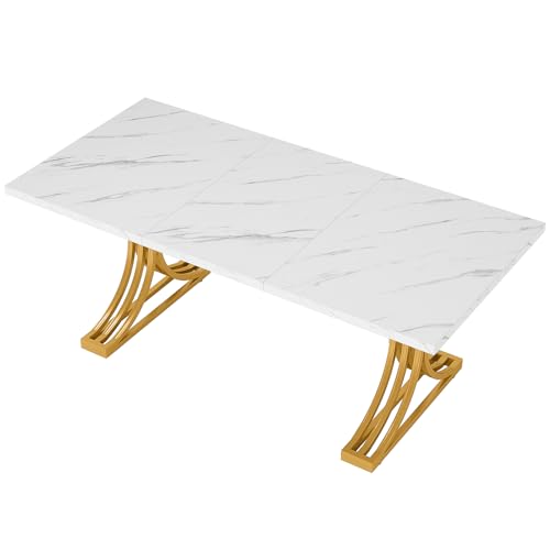 63-Inch Rectangular Dining Table with Grey Table Top and Metal Legs D2064