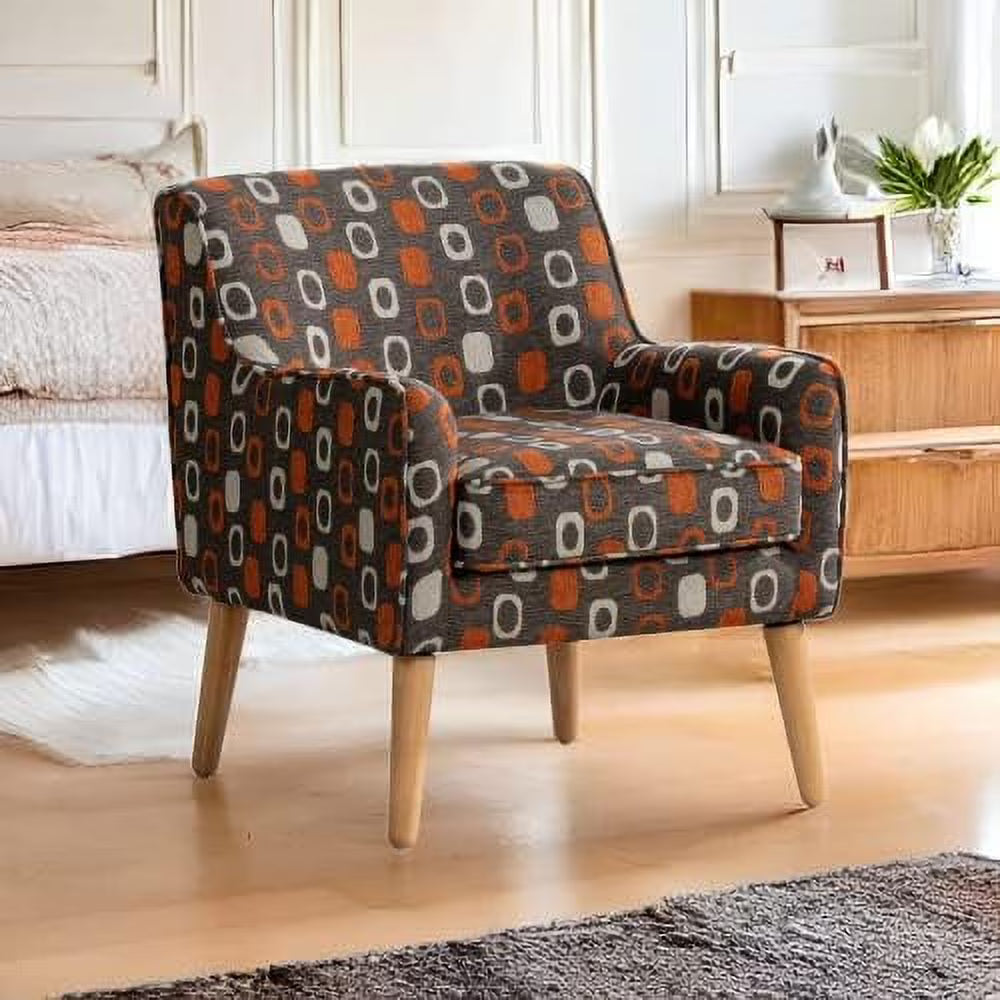 Grey Pattern Linen Fabric Accent Chair Z70879