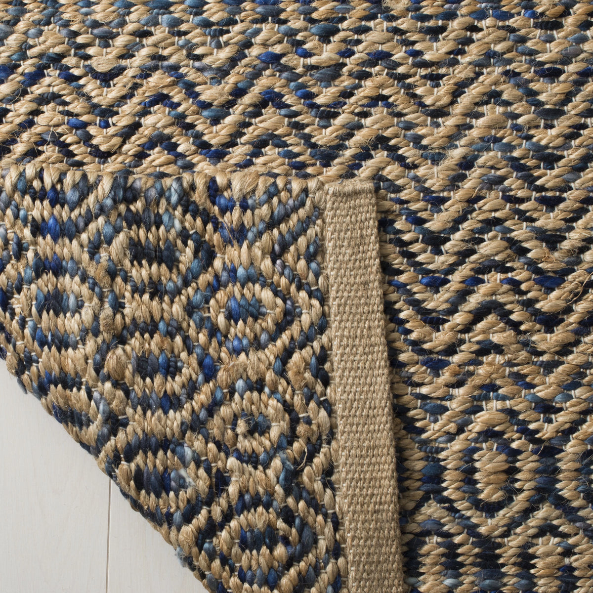 Navy Natural Abstract Geometric Area Rug O94851