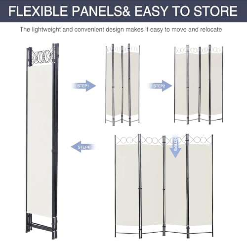 Blue 4 Panel 6FT Room Divider with Steel Frame P2484
