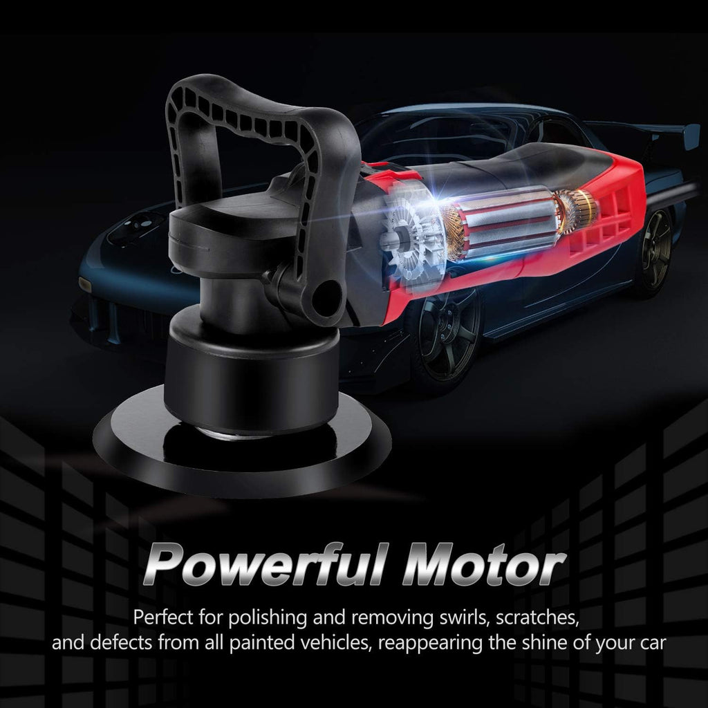 6-inch Dual Action Random Orbital Car Buffer Polisher with Variable Speed, 3 Foam Pads R828275