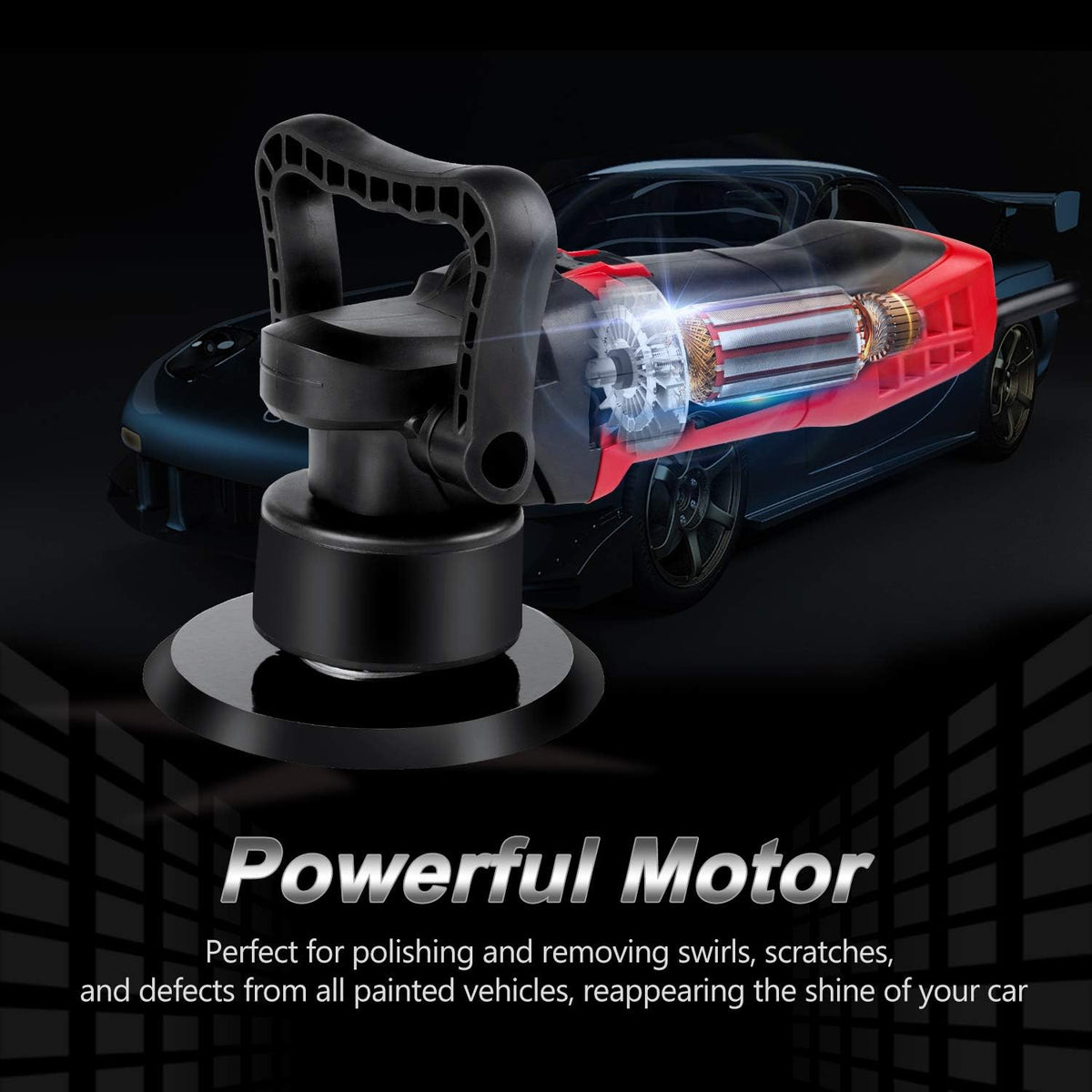 6-inch Dual Action Random Orbital Car Buffer Polisher with Variable Speed, 3 Foam Pads R828275