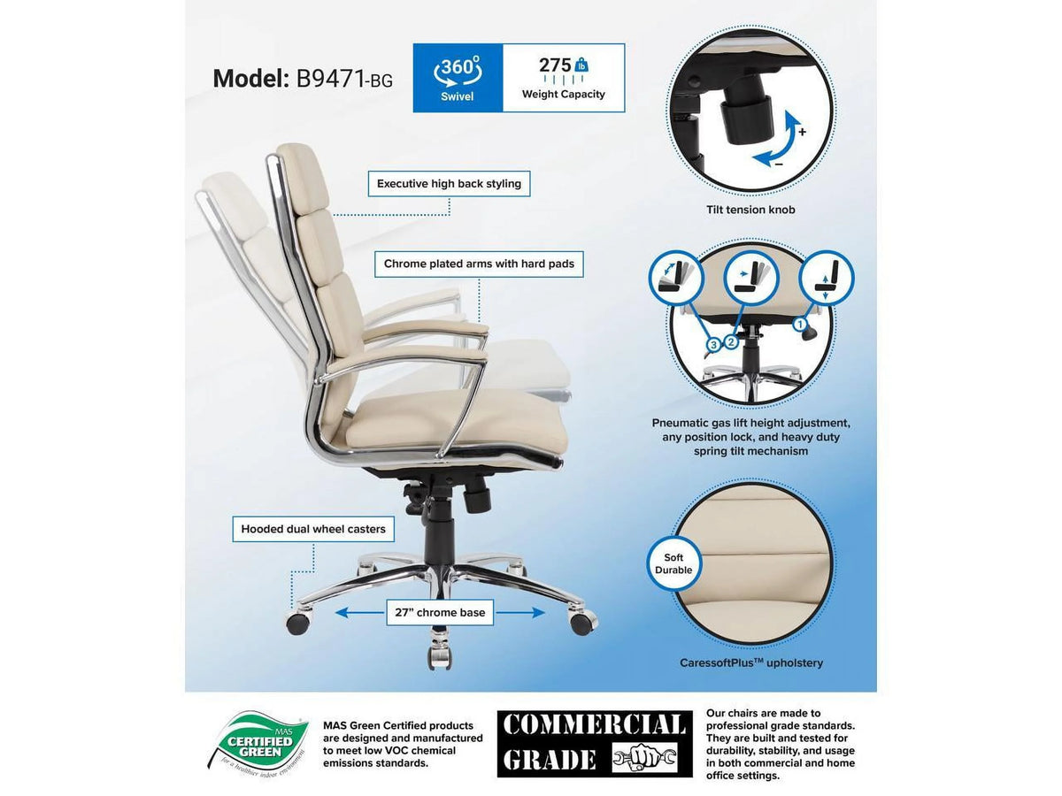 Beige Upholstered Vinyl Chair E637