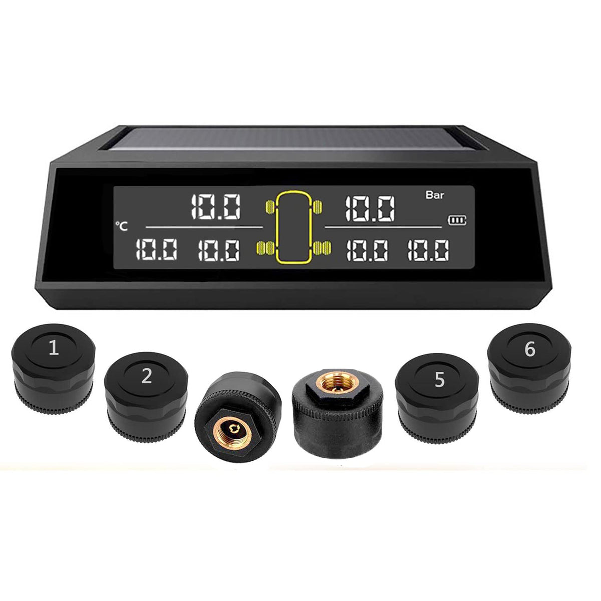 Wireless Solar Tire Pressure Monitoring System with 6 External Sensors Y3925