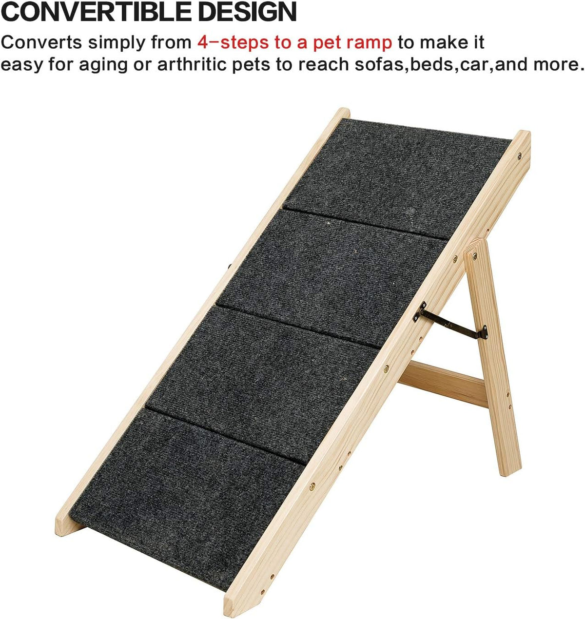 Foldable 4 Levels Wooden Pet Stairs and Ramp C840