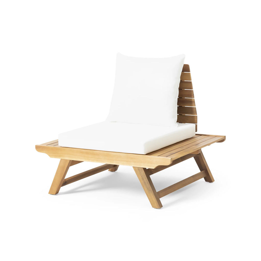 White Outdoor Wood Club Chair with Cushion Set of 2 P8033