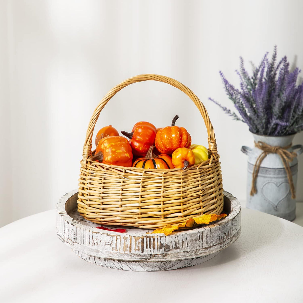White Round Wood Lazy Susan 12 Inch B8368