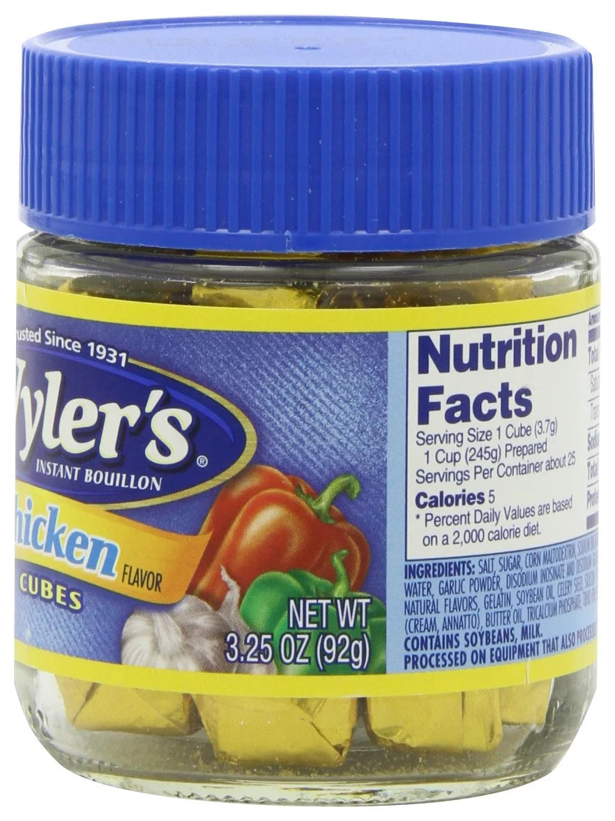 3.25 OZ Chicken Instant Bouillon Cubes Jar (Pack of 6) U803