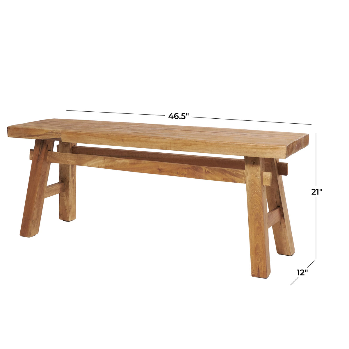 Wood Handmade Distressed Bench with High Trestle Legs X129248