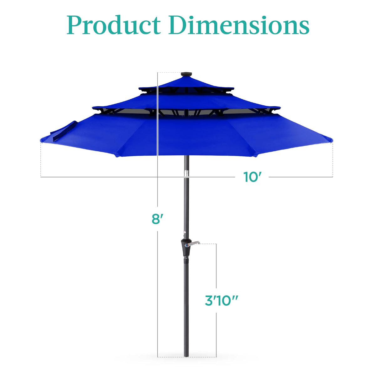 10ft 3-Tier Solar Patio Umbrella with 24 LED Lights E296906
