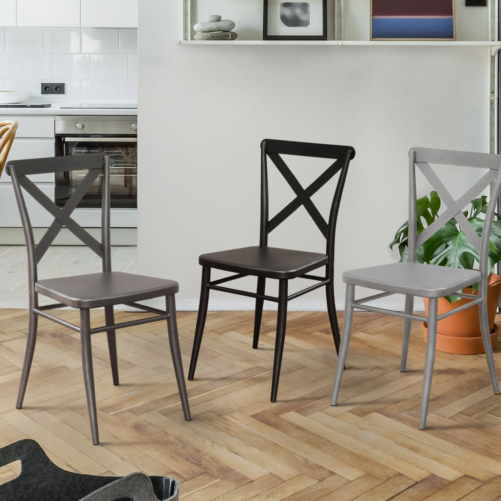 Black Metal Side Chairs (Set of 2) V473275