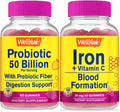Probiotics 50B+ Prebiotics Iron Vitamin C Gummies Bundle Gluten Free GMO Free Chewable Gummy Vitamin Supplement F809656